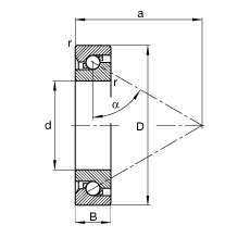推力角接觸球軸承 BSB025062-T, 單向，接觸角 α = 60°，限制公差