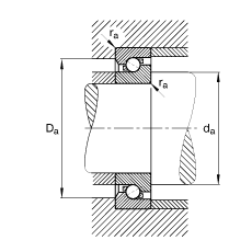 推力角接觸球軸承 BSB025062-T, 單向，接觸角 α = 60°，限制公差