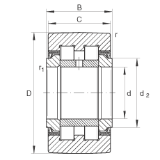 支撐型滾輪 PWTR45-2RS, 滿裝滾子，軸向引導(dǎo)，兩側(cè)唇密封