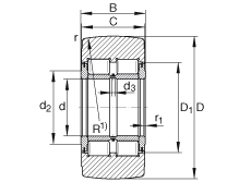 支撐型滾輪 NNTR90X220X100-2ZL, 滿裝滾子，軸向引導(dǎo)，兩側(cè)唇密封