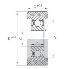 滾輪 KLRZ12X41X16-2RSR, 帶塑料箍，兩側(cè)密封
