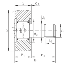 螺栓型滾輪 KR19, 軸向引導(dǎo)，兩側(cè)間隙密封