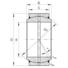 關(guān)節(jié)軸承 GE50-DO-2RS, 根據(jù) DIN ISO 12 240-1 標(biāo)準(zhǔn), 需維護，兩側(cè)唇密封