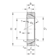 角接觸關(guān)節(jié)軸承 GE130-SX, 根據(jù) DIN ISO 12 240-2 標(biāo)準(zhǔn)，需維護(hù)