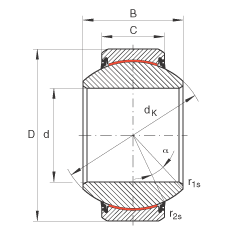 關(guān)節(jié)軸承 GE200-FW-2RS, 根據(jù) DIN ISO 12 240-1 標(biāo)準(zhǔn), 免維護(hù)，兩側(cè)唇密封