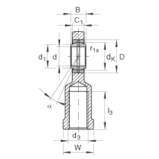 桿端軸承 GIL8-DO, 根據(jù) DIN ISO 12 240-4 標(biāo)準(zhǔn)，帶左旋內(nèi)螺紋，需維護(hù)