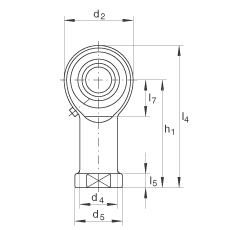 桿端軸承 GIKL6-PB, 根據(jù) DIN ISO 12 240-4 標(biāo)準(zhǔn)，帶左旋內(nèi)螺紋，需維護(hù)