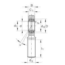 桿端軸承 GAL70-DO-2RS, 根據(jù) DIN ISO 12 240-4 標準，帶左旋外螺紋，需維護，兩側(cè)唇密封