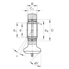 液壓桿端軸承 GK15-DO, 根據(jù) DIN ISO 12 240 標(biāo)準(zhǔn)，帶焊接面，需維護