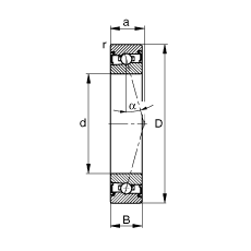 主軸軸承 HSS7013-C-T-P4S, 調(diào)節(jié)，成對安裝，接觸角 α = 15°，兩側(cè)唇密封，非接觸，加嚴(yán)公差