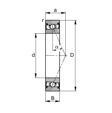 主軸軸承 HSS71917-E-T-P4S, 調(diào)節(jié)，成對(duì)安裝，接觸角 α = 25°，兩側(cè)唇密封，非接觸，限制公差