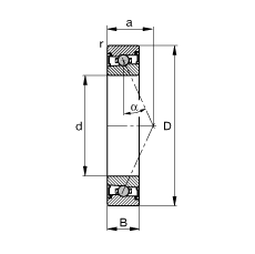 主軸軸承 HCS7021-E-T-P4S, 調(diào)節(jié)，成對或單元安裝，接觸角 α = 25°，兩側(cè)唇密封，非接觸，限制公差