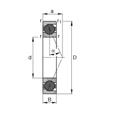 主軸軸承 HCB7038-E-T-P4S, 調(diào)節(jié)，成對或單元安裝，接觸角 α = 25°，陶瓷球，限制公差