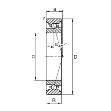 主軸軸承 HS7011-C-T-P4S, 調(diào)節(jié)，成對安裝，接觸角 α = 15°，限制公差