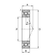 主軸軸承 HS71902-E-T-P4S, 調(diào)節(jié)，成對或單元安裝，接觸角 α = 25°，限制公差
