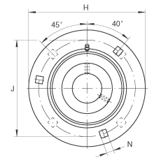 軸承座單元 GRA45, 帶三個(gè)/四個(gè)螺栓孔的法蘭的軸承座單元，沖壓鋼板，偏心鎖圈，P 型密封