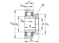 外球面球軸承 GRA012-NPP-B-AS2/V, 球面外圈，偏心鎖圈定位， 兩側(cè) P 型密封，英制孔